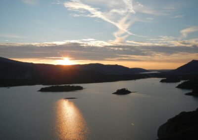 Sunset light in Borrowdale after evening climbing meet at Falcon Crag