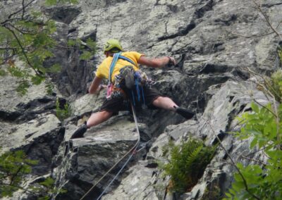 Adam on Shepherds Crag, climbed on an evening club meet